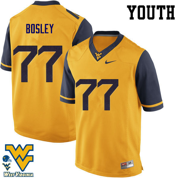NCAA Youth Bruce Bosley West Virginia Mountaineers Gold #77 Nike Stitched Football College Authentic Jersey IF23V14HS